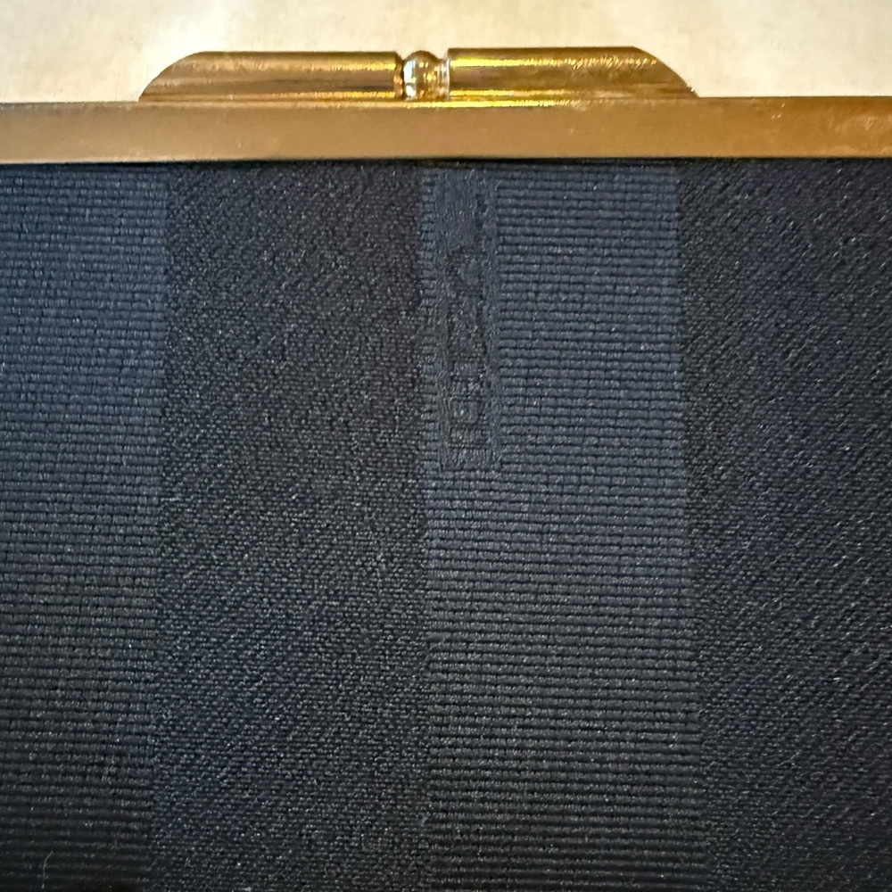 Luiza Black Textured Fabric Clutch with Gold Frame by Luiza - Picture 16 of 16